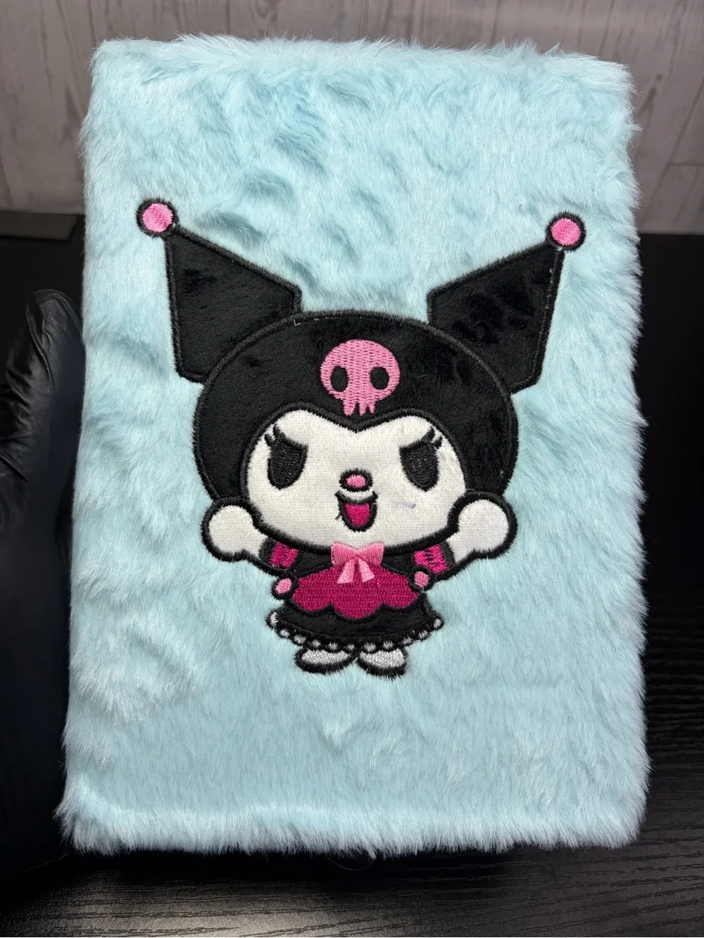 Cute Powder Blue Kuromi Plush Faux Fur Journal/Notebook
